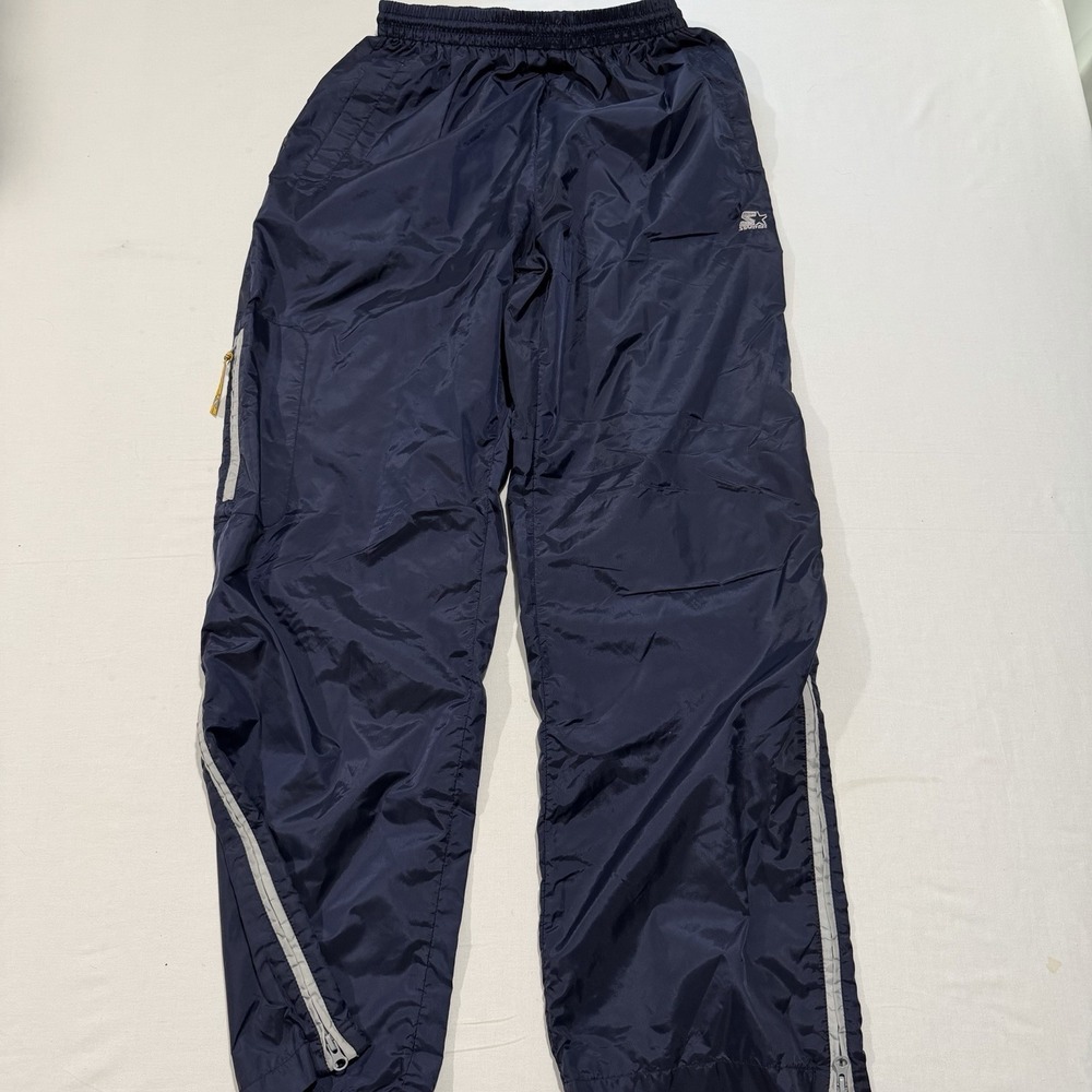 Vintage 90s Starter Track Pants Mens Large Navy Blue Made in Russia Ankle Zip